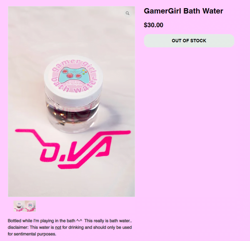 A Gamer Girl Sells Her Used Bath Water And Sold Out Immediately