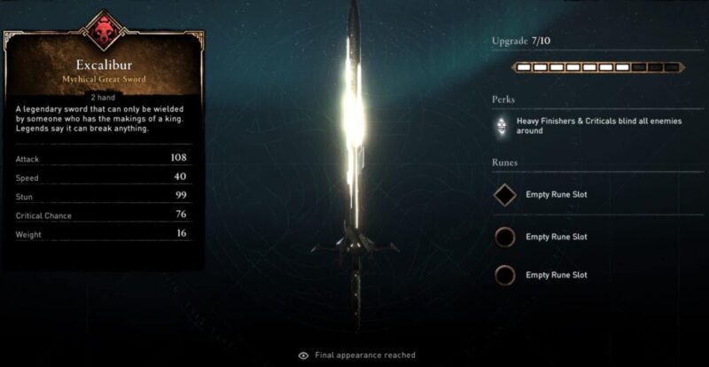 Ac Valhalla Legendary Weapons Excalibur