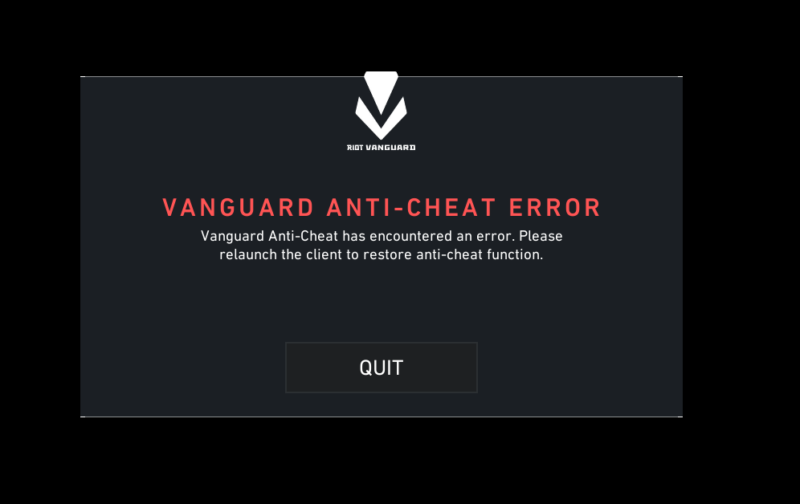Vanguard Anti-Cheat Error
