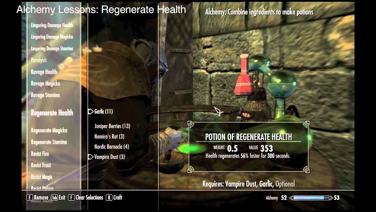 Health Potion Recipes in Skyrim