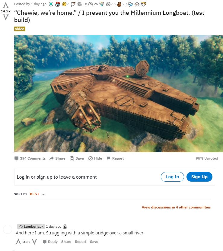 Valheim Players Create Millennium Falcon in Game Reddit