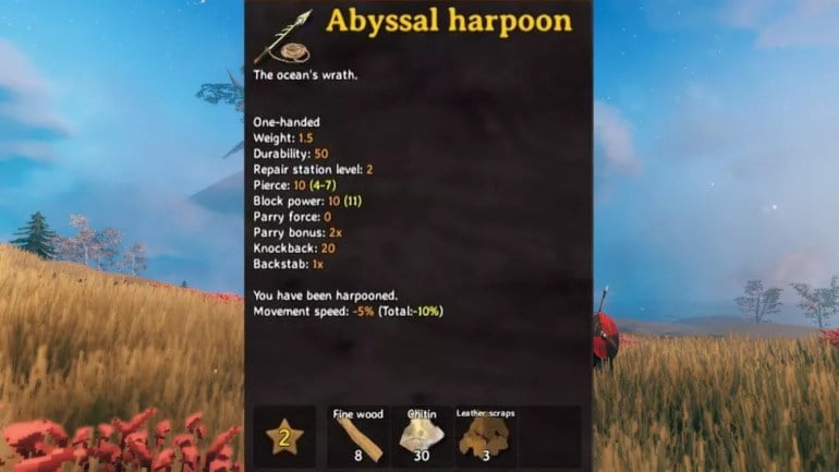 best valheim weapons abyssal harpoon