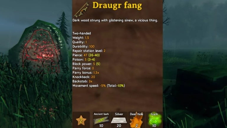 best valheim weapons draugr fang