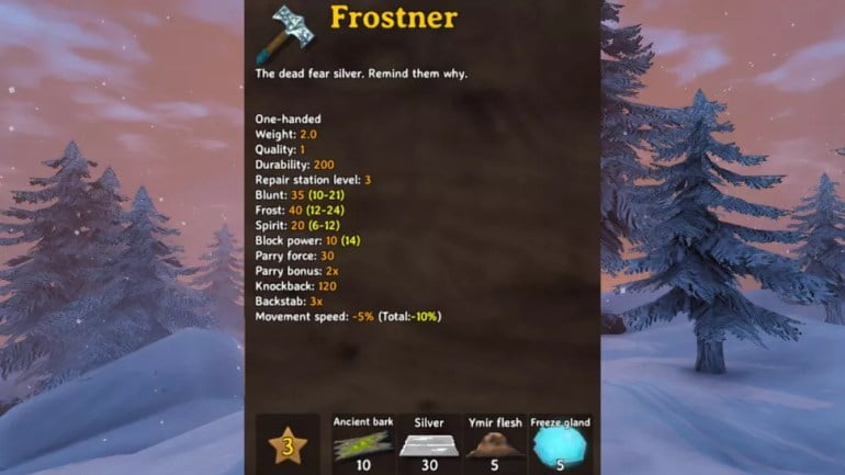 best valheim weapons frostner