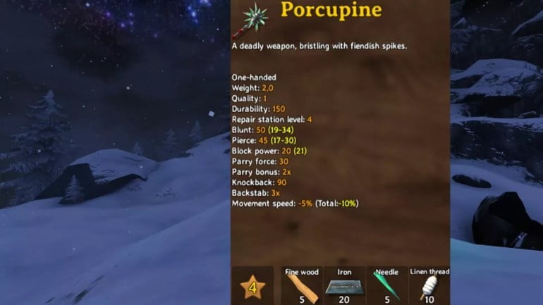 best valheim weapons porcupine