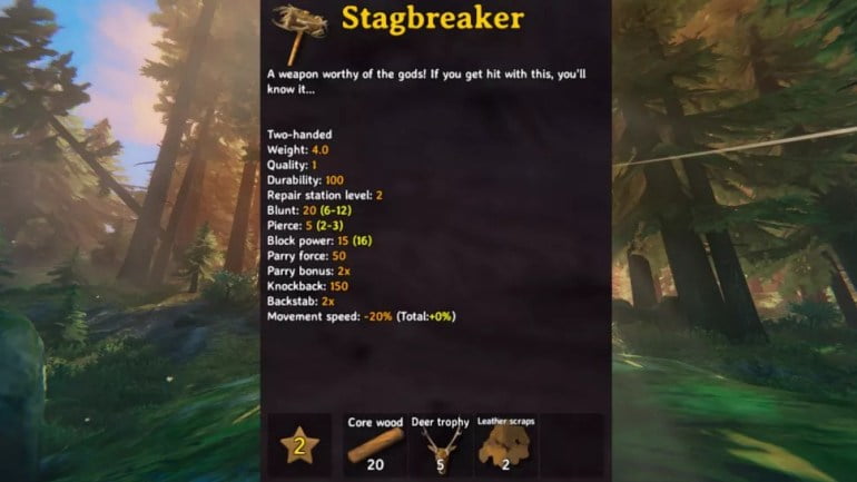 best valheim weapons stagbreaker
