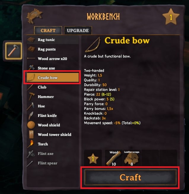 how to craft crude bow in valheim 4