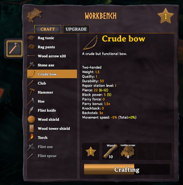 how to craft crude bow in valheim 5
