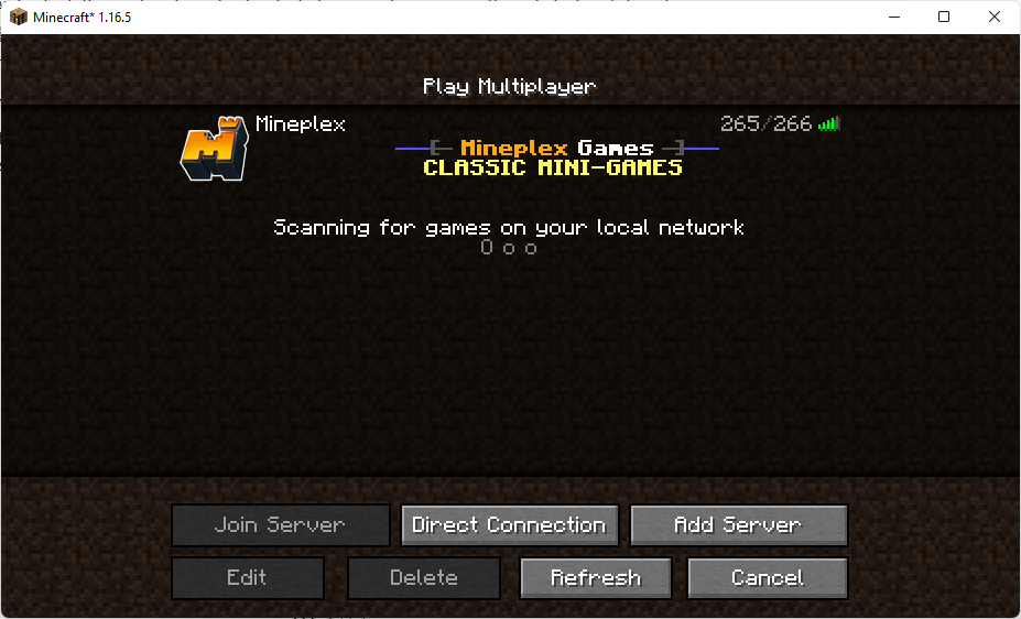 Done Adding Minecraft Multiplayer Server