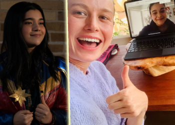 Captain Marvel And Actress Ms. Marvel Celebrates